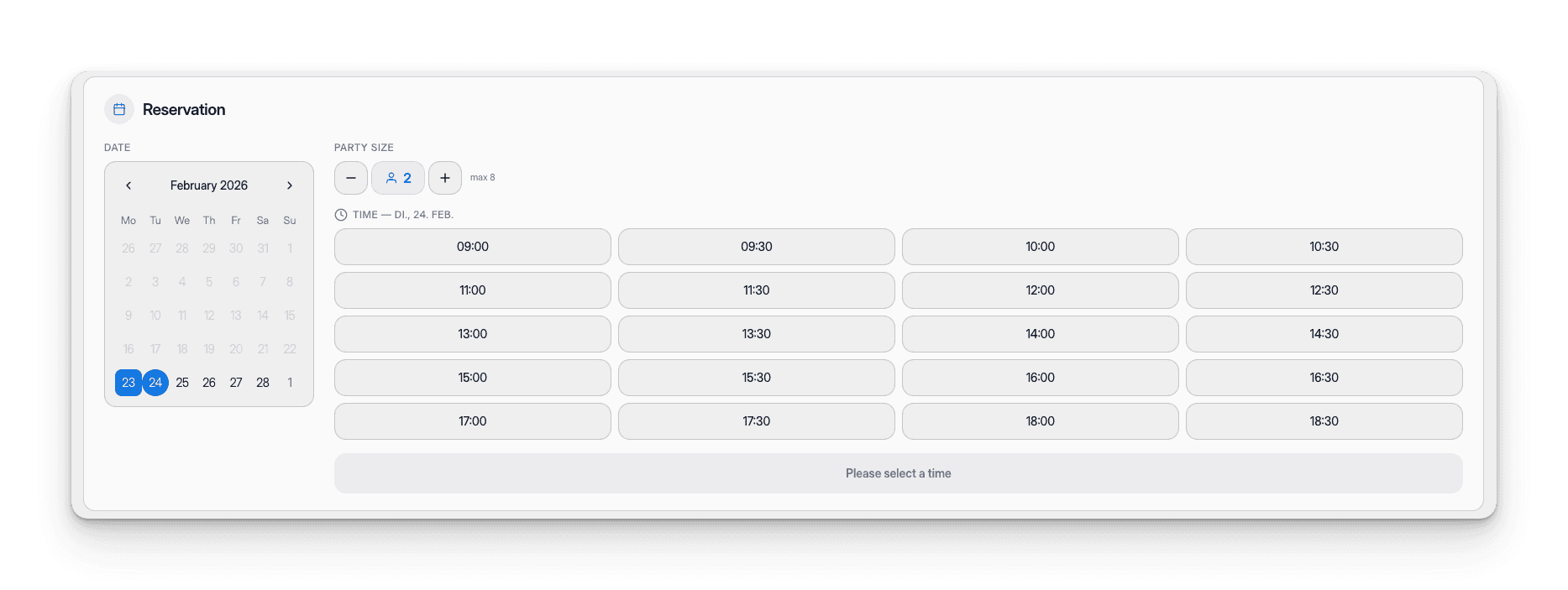 FinditX Reservierungssystem Dashboard