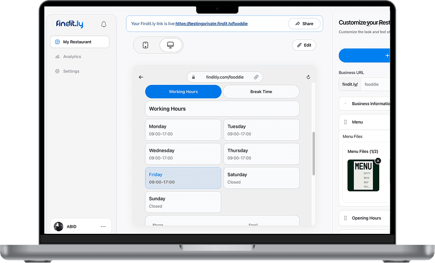 FinditX Desktop Ansicht